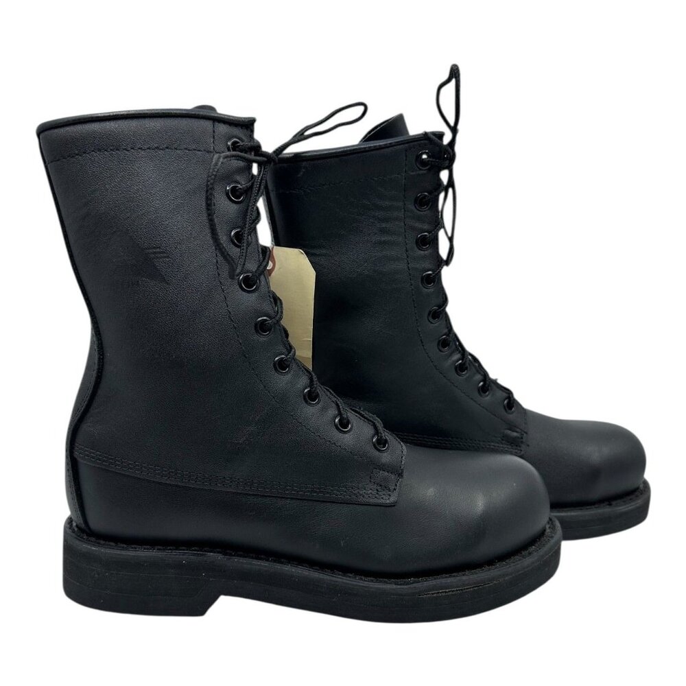 Vtg Addison Military Men Black Sz 5 Boots 581032 USA New Punk‎ Grunge Police Tag